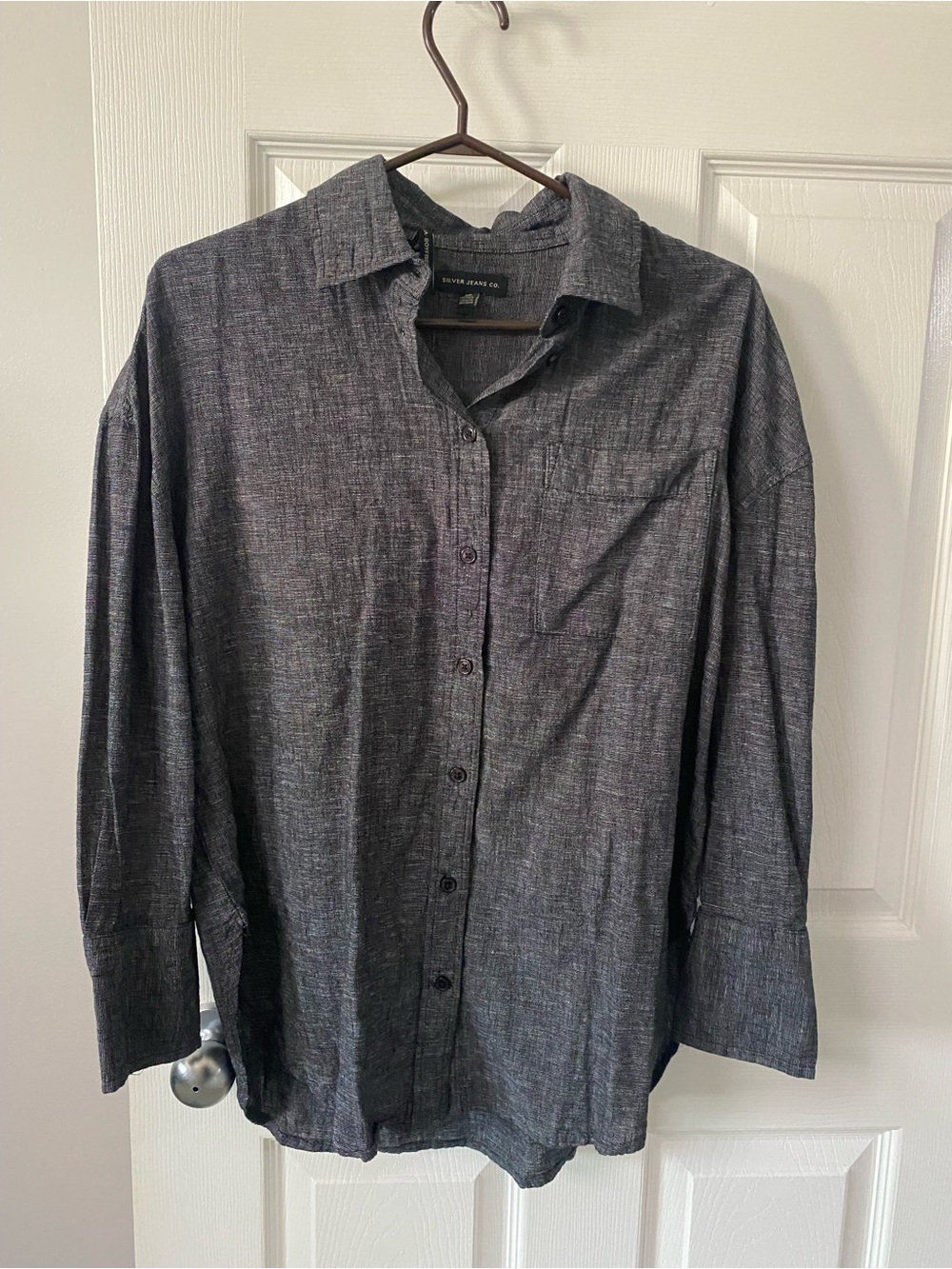 Silver Jeans Charcoal Gray Women's Button-Front Blouse